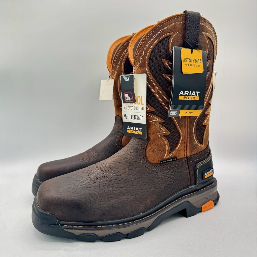 Ariat Intrepid Ventek Boots Men's Size 11 D Brown Leather Composite Toe